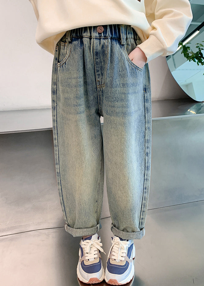 Denim Blue Patchwork Harem Kids Harem Pants Spring