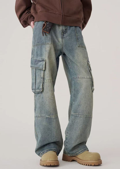 Denim Blue Pockets Original Design Pants Spring