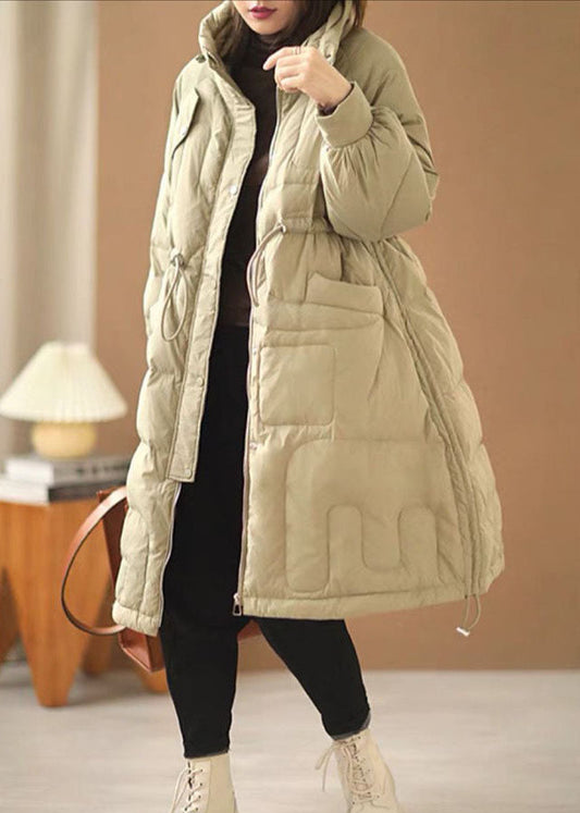 Duck Egg Green Cinched Thick Duck Down Down Coat Winter