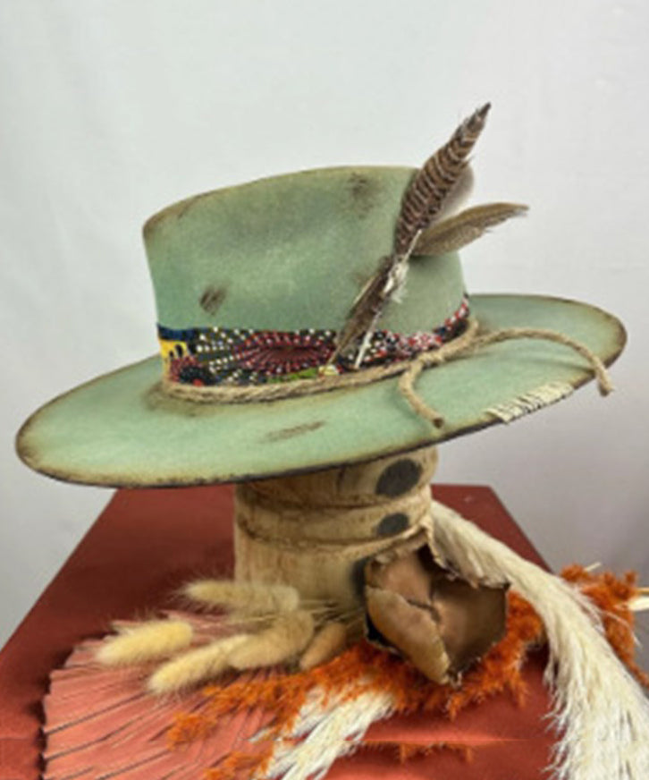 Style Blue Wool Cowboy Hat