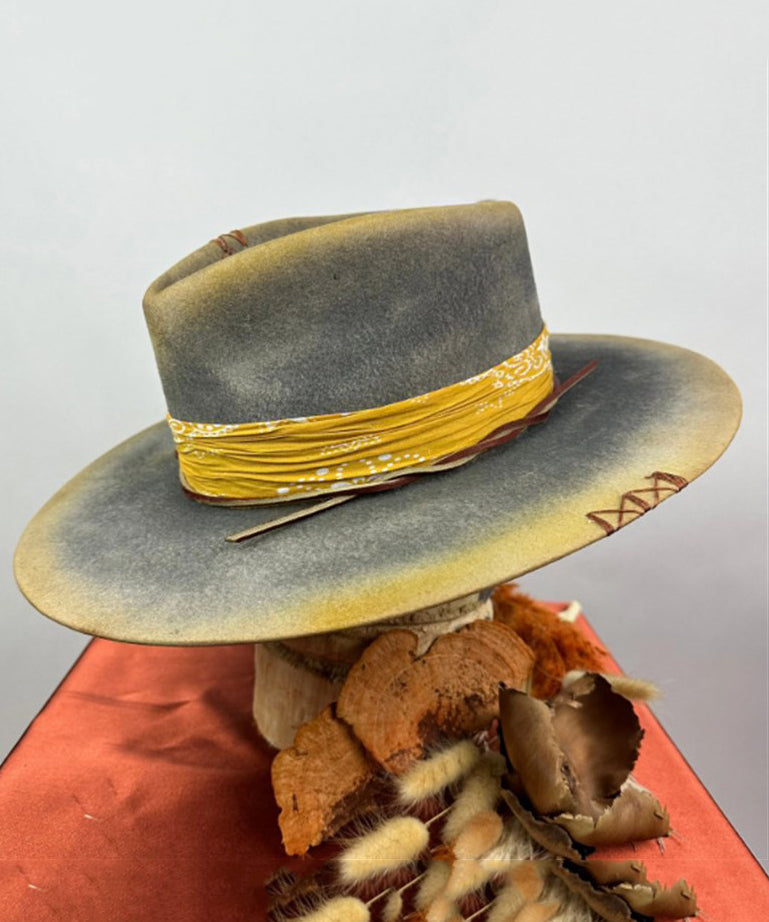 Style Blue Wool Cowboy Hat