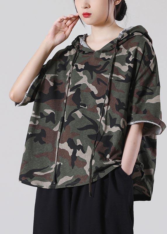 Green Camouflage Cotton Top Summer
