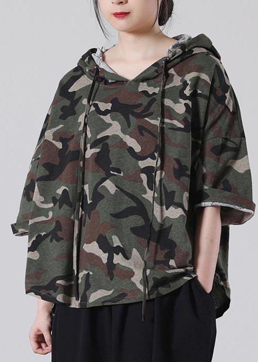 Green Camouflage Cotton Top Summer