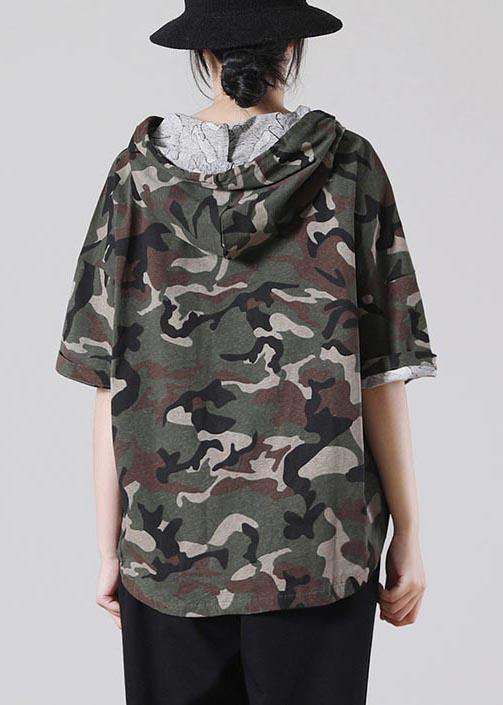 Green Camouflage Cotton Top Summer