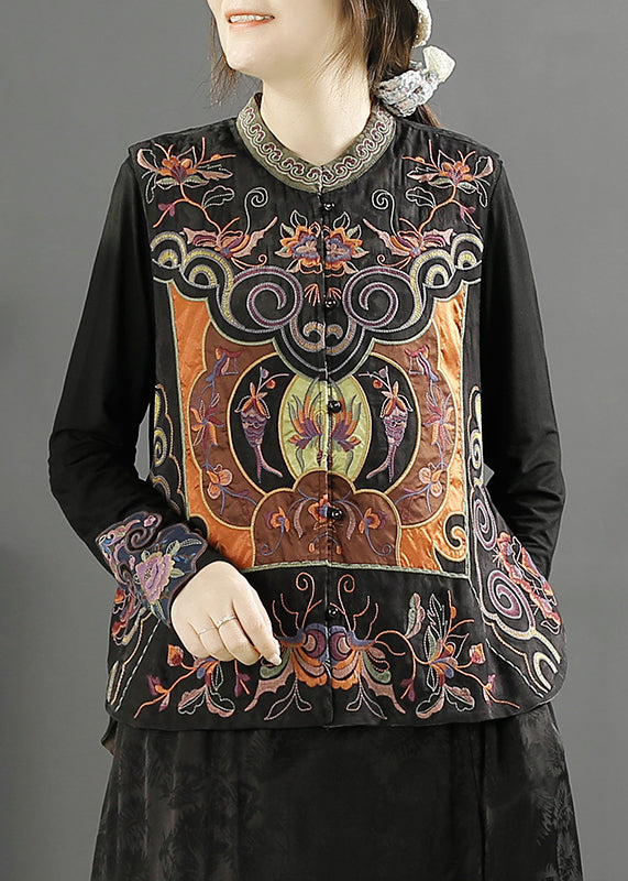 Green Collar Embroidered Wear on Both Sides Cotton Vest Fall