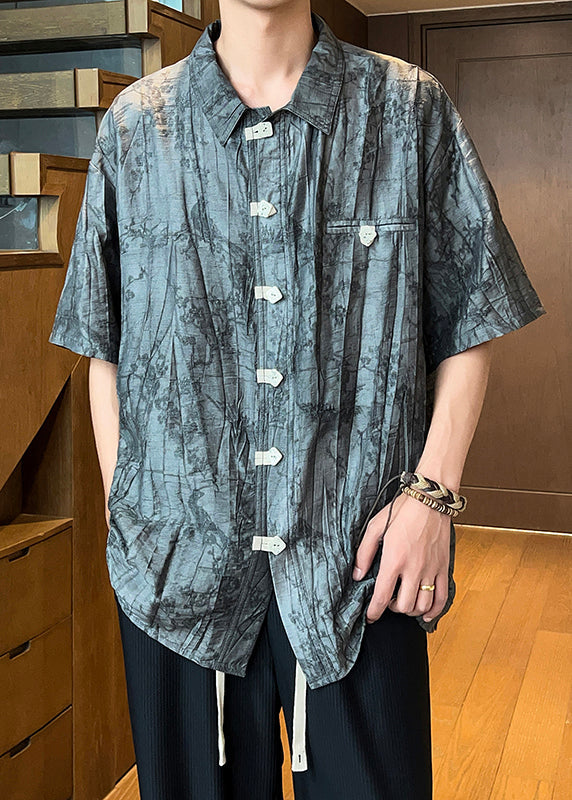 Green Peter Pan Collar Button Cotton Shirts Summer