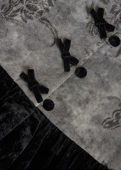Grey Print Patchwork Silk Velour Vests Spring