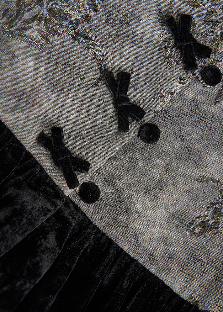 Grey Print Patchwork Silk Velour Vests Spring