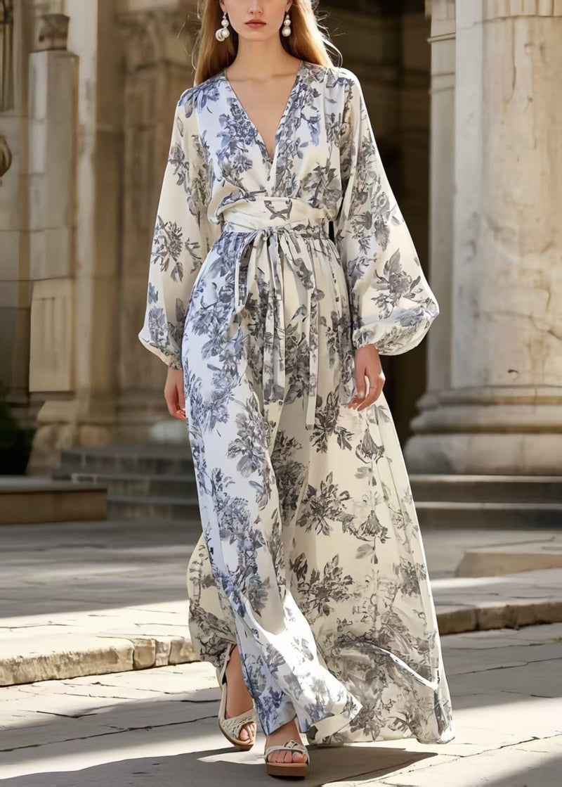 Grey Print Silk Tunic Dress Exra Large Hem Spring