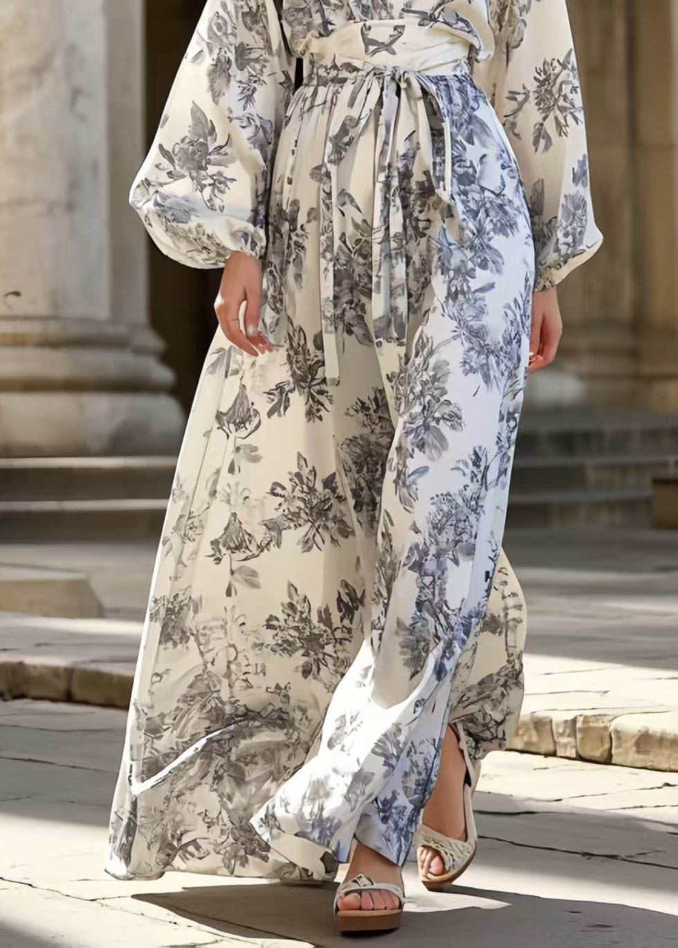 Grey Print Silk Tunic Dress Exra Large Hem Spring
