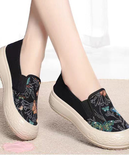 Jacquard Flat Feet Shoes Beige Cotton Fabric