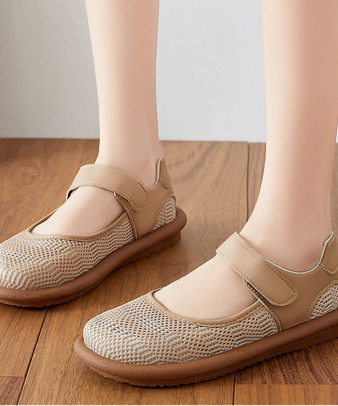 Khaki Flat Shoes Buckle Strap Flats