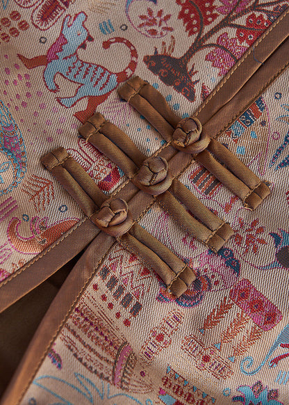 Khaki Print Chinese Button Cotton Jacket Spring