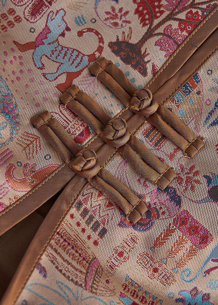 Khaki Print Chinese Button Cotton Jacket Spring