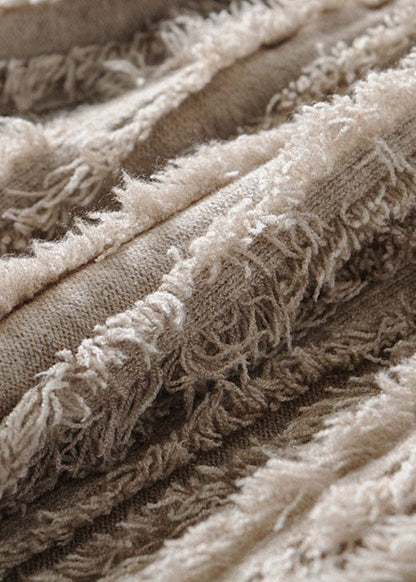 Khaki Tasseled Knit a Line Skirts Spring