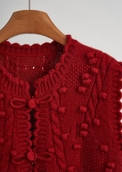 Mulberry Chinese Button Knit Vest Tops Spring