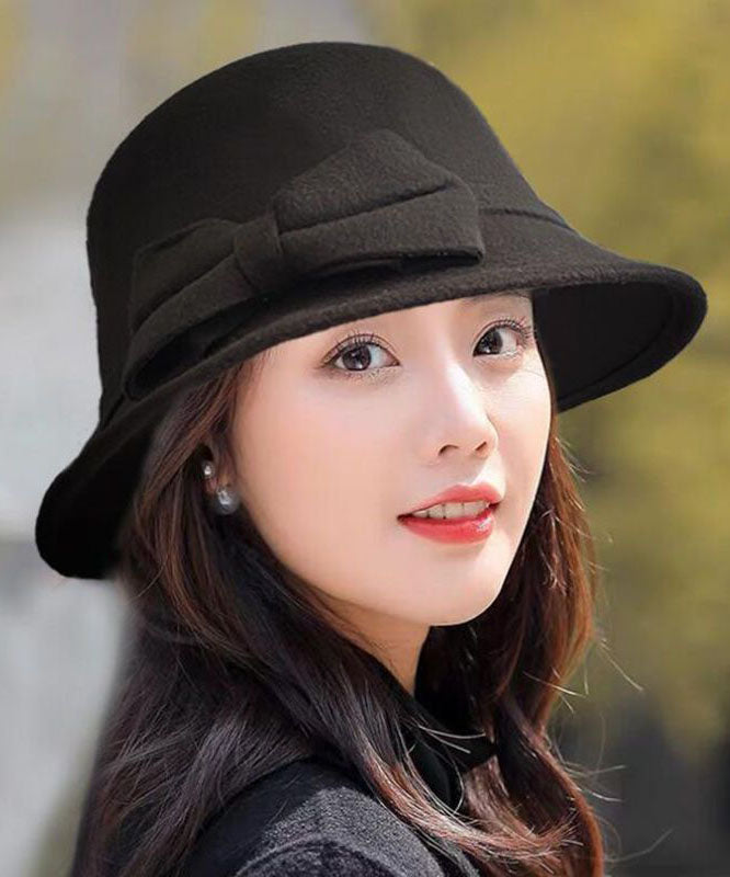 Mulberry Bow Woolen Cloche Hat