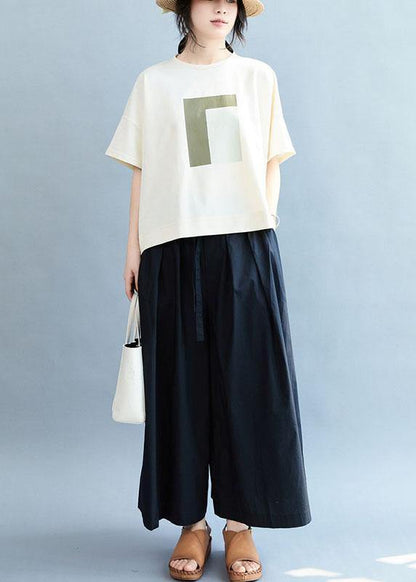 Navy Loose Wide Leg Tie Waist Fall Asymmetrical Design Pants