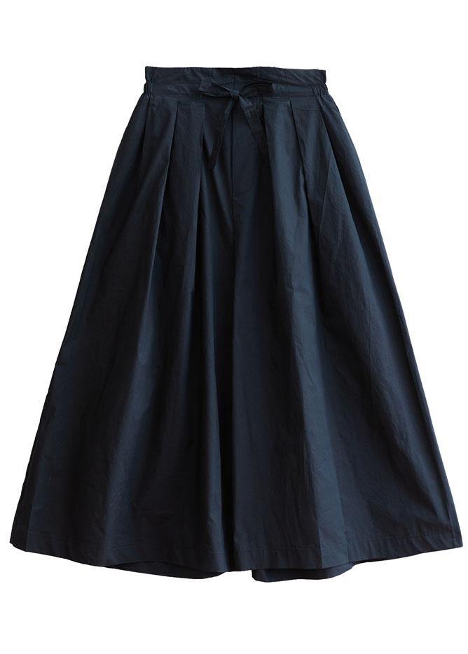 Navy Loose Wide Leg Tie Waist Fall Asymmetrical Design Pants