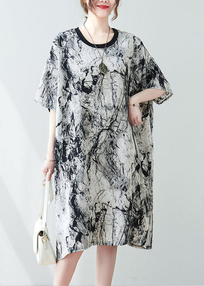 Oversized Ink and Wash Chiffon Mid Dress Summer