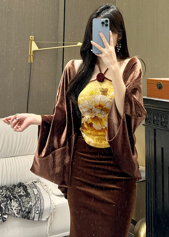 Oversized Silk Velvet Cardigan Batwing Sleeve