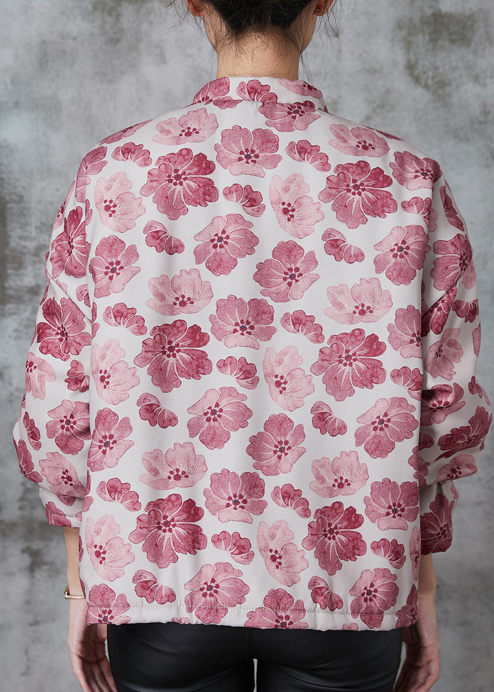 Pink Print Fine Cotton Filled Oriental Coats Spring