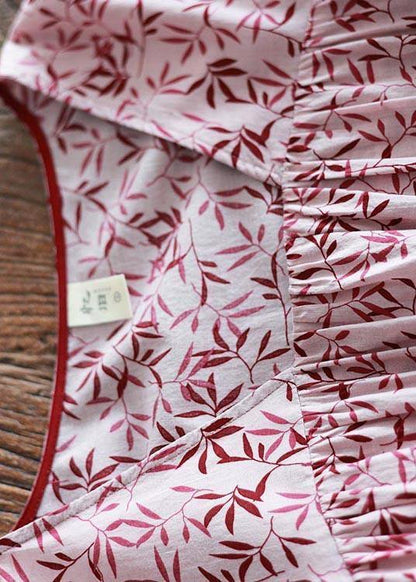 Pink Purple Print Cinched Cotton Pockets Summer Long Dresses