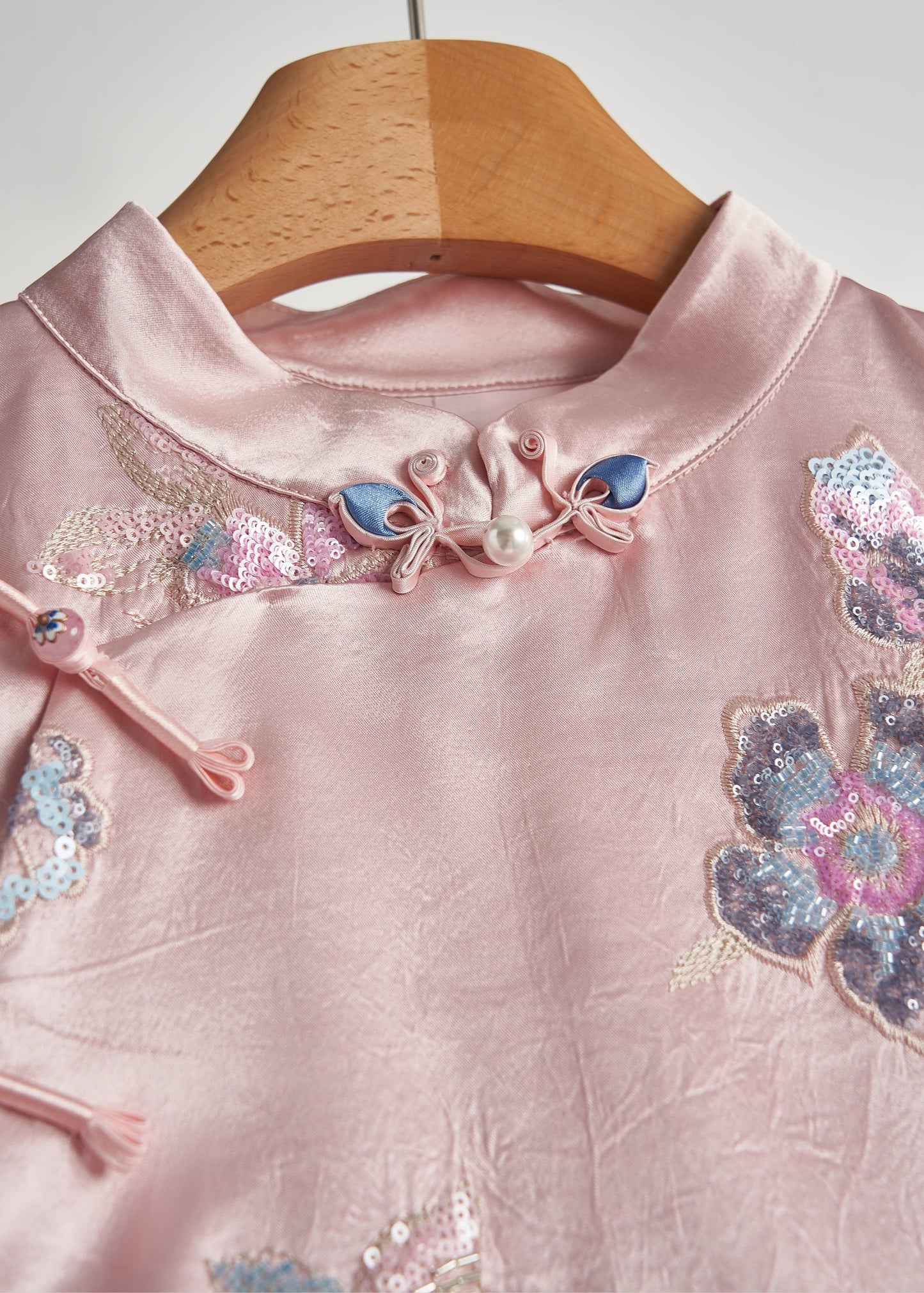 Pink Sequins Embroidered Silk Coats Fall