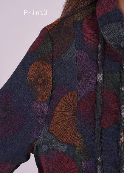 Print Peter Pan Collar Patchwork Cotton Shirts Dresses Fall