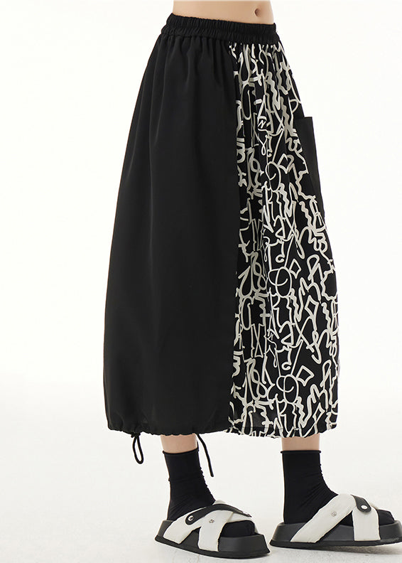 Print Pockets Patchwork Maxi Skirt Summer