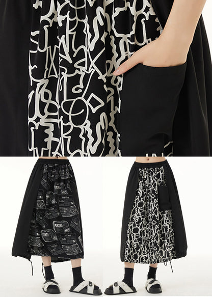 Print Pockets Patchwork Maxi Skirt Summer