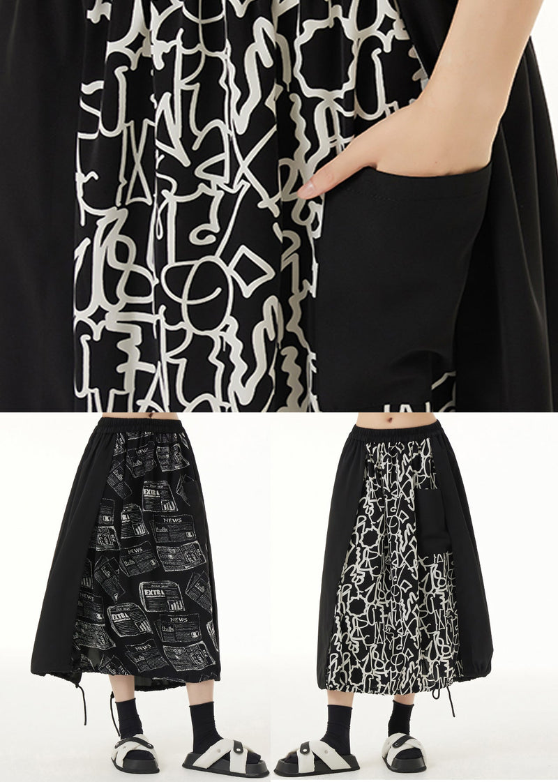 Print Pockets Patchwork Maxi Skirt Summer