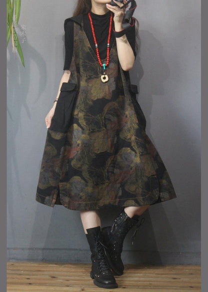 Printed Hooded Denim Vest Skirt