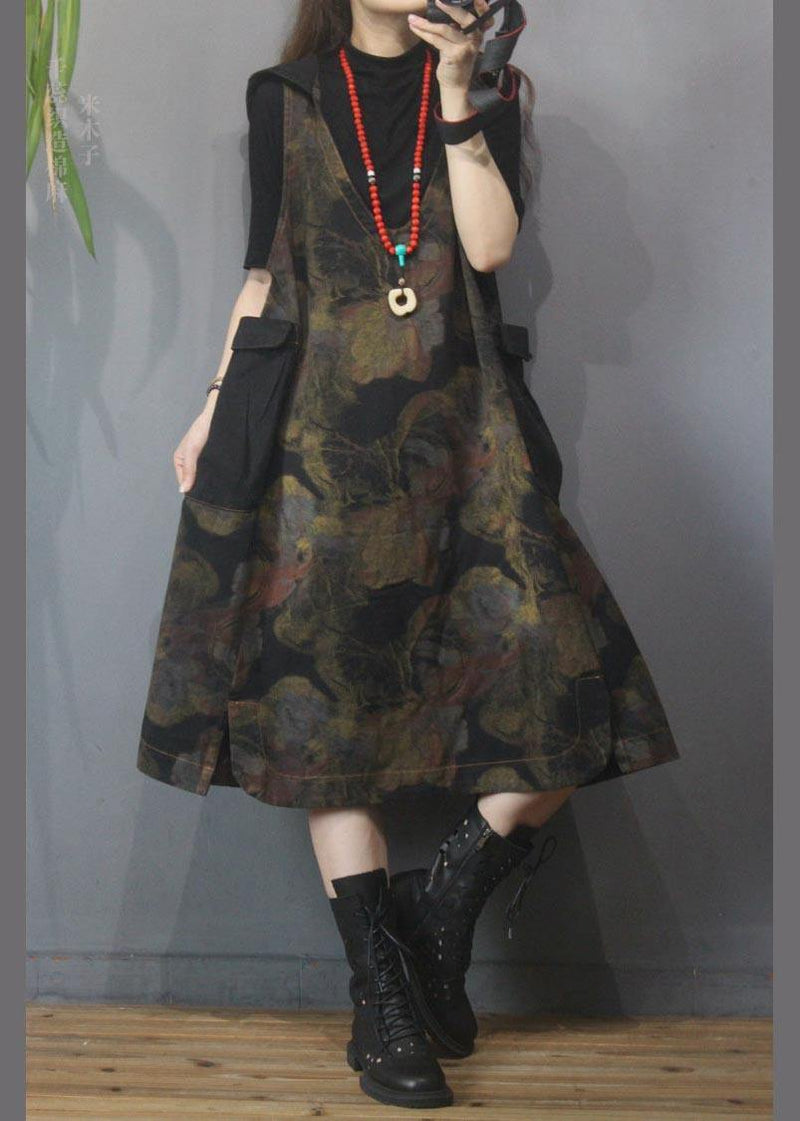 Printed Hooded Denim Vest Skirt