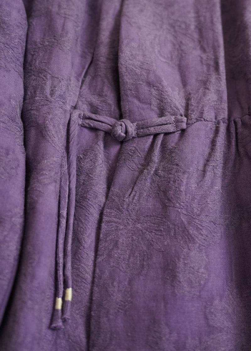Purple Chinese Button Jacquard Fine Cotton Parka Spring