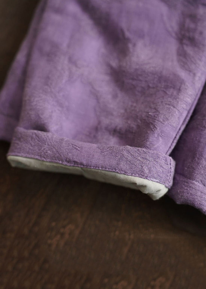 Purple Chinese Button Jacquard Fine Cotton Parka Spring