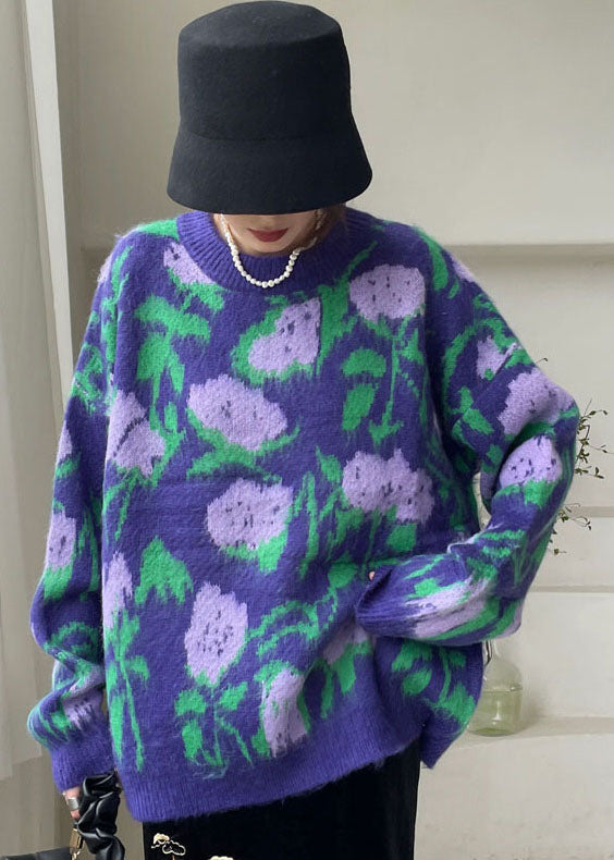Purple Knit Sweaters Winter