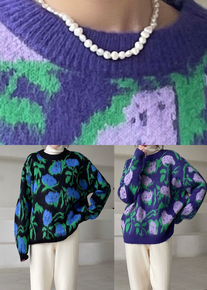 Purple Knit Sweaters Winter