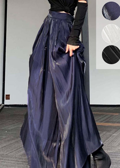 Purple Pockets Silk Wide Leg Pants Spring