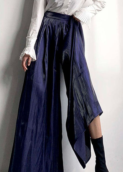 Purple Pockets Silk Wide Leg Pants Spring