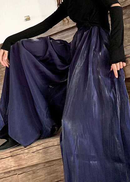 Purple Pockets Silk Wide Leg Pants Spring