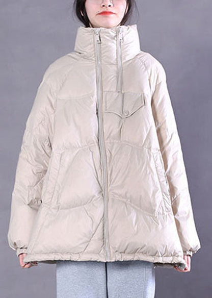 Purple Zip Up Drawstring Duck Down Puffer Jacket Winter
