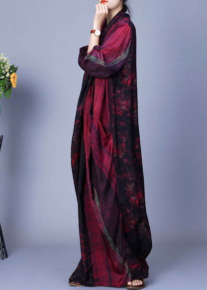 Red Asymmetrical Back Side Open Silk Cotton Dress Spring