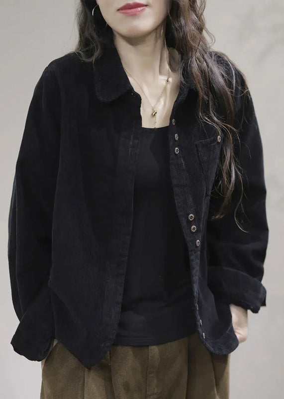 Red Peter Pan Collar Patchwork Button Coat Long Sleeve