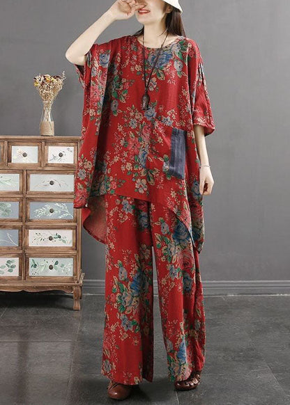 Polka Dot Print Pockets Patchwork Tops and Pants Cotton Two Pieces Set Summer