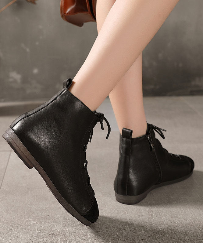 Splicing Boots Chocolate Comfortable Cowhide Leather Shelsea
