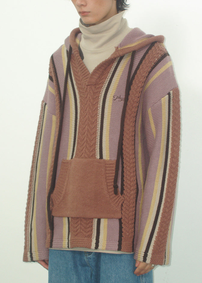 Striped Drawstring Thick Knit Sweater Fall