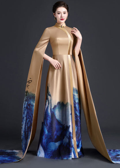 Tie Dye Button Silk Vacation Maxi Dresses Fall