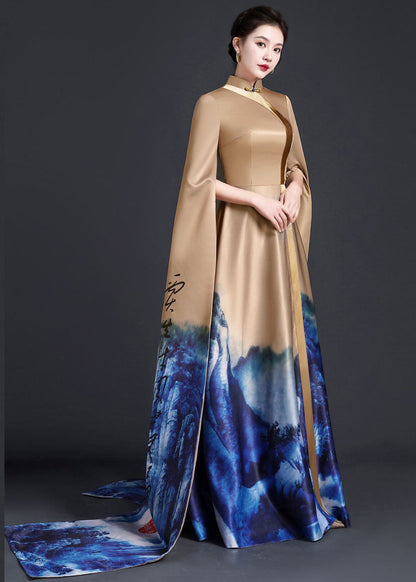 Tie Dye Button Silk Vacation Maxi Dresses Fall