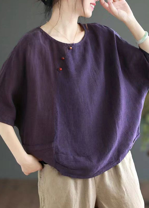 Green O Neck Linen T Shirts Half Sleeve
